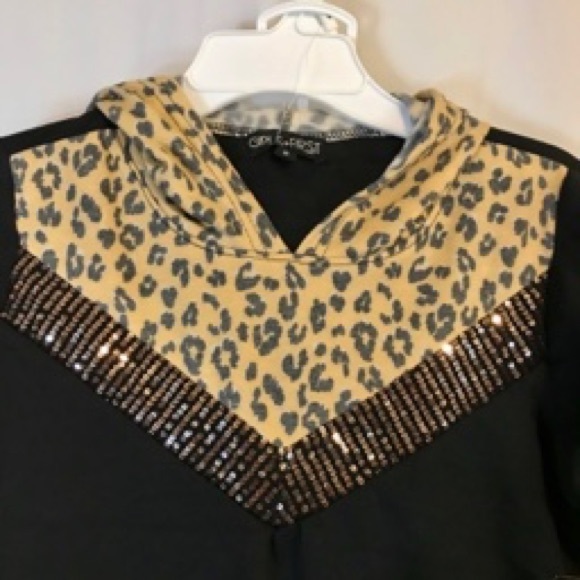 NWT Girls Black and Animal Print Sweatsuit- size 8 - Picture 5 of 12